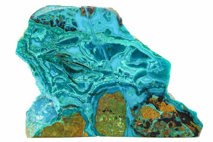 Polished Banded Chrysocolla Slice - Bagdad Mine, Arizona #298449